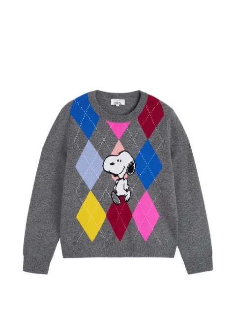 Chinti & Parker Snoopy argyle-pattern sweater Grey KAW2628MULTI