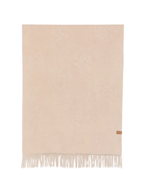 LIU JO logo-embossed fringed scarf Neutrals 2F6033T0300