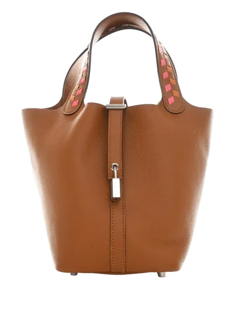 Hermès Pre-Owned 2018 Epsom Tressage Picotin Lock 18 handbag Brown HKWFI32Q1IEDUL01