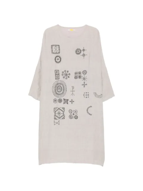Aodress embroidered crew-neck midi dress Neutrals 18