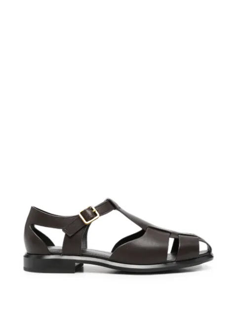 ADRIANNA FERETTI leather side-buckle sandals Brown 605126102