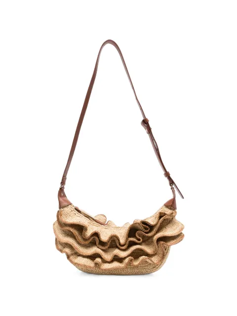 ZIMMERMANN ruffled woven shoulder bag Neutrals 7721XS26A2