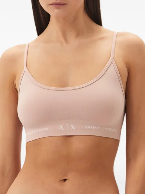 Armani Exchange logo-tape scoop-neck bra Pink 9470223F506