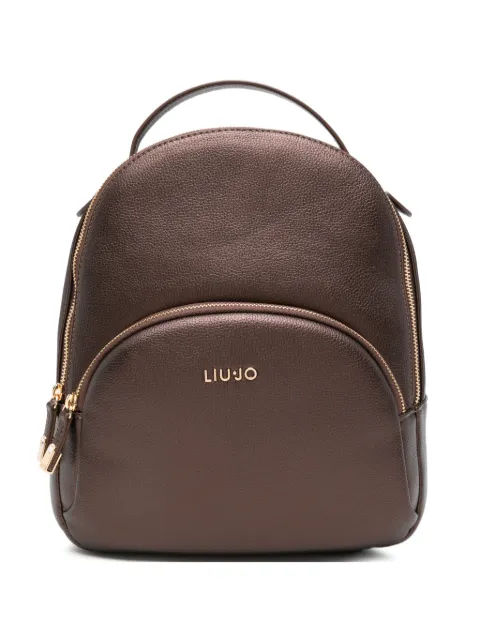 LIU JO grained-texture logo-plaque backpack Brown AF6209E1019
