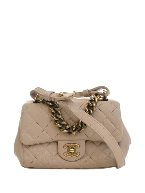 CHANEL Pre-Owned 2016-2017 Mini Quilted Sheepskin Trapezio Flap satchel Neutrals TV0OMWB9RYCPSY3O