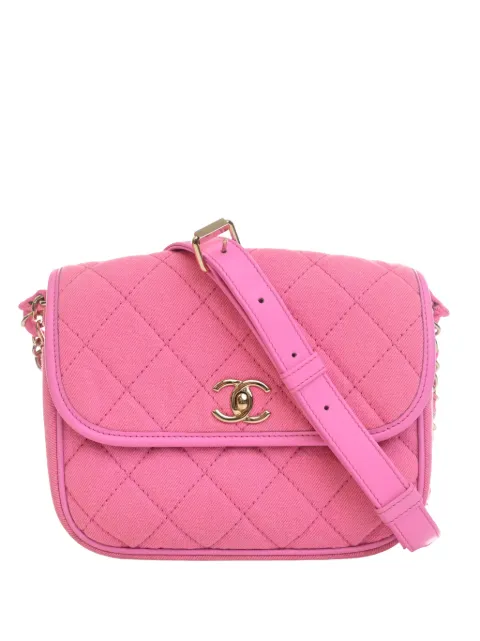 CHANEL Pre-Owned 2021 Small CC Quilted Denim Messenger Flap crossbody bag Pink 99ZND5S1E1WBUSLB