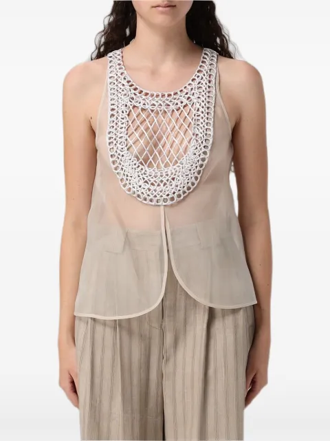 Emporio Armani macramé-insert tulle blouse Neutrals EW005207AF28258U6154