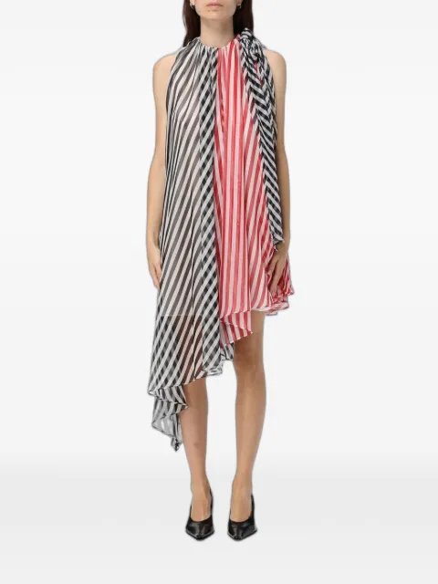 MSGM asymmetric striped dress White 4042MDA14Y267354BLACK