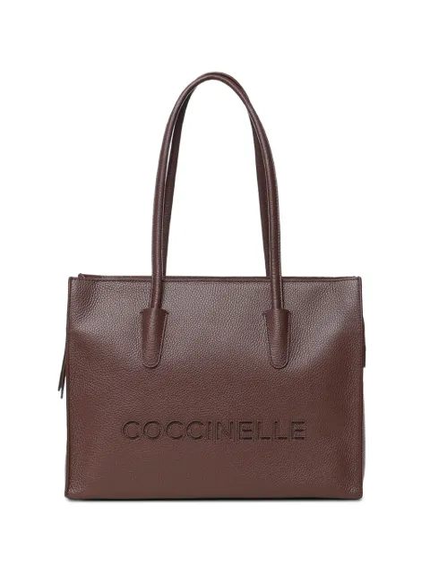 Coccinelle medium Myrtha26 logo-embossed leather tote bag Brown E1UAK110201