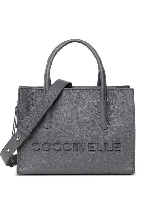 Coccinelle logo-embossed leather tote bag Grey E1UAK180101