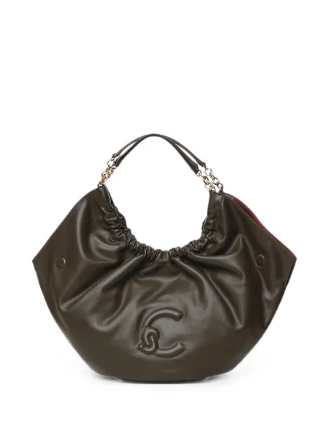 Coccinelle medium smash logo-embossed ruched tote bag Brown E1U5F110201