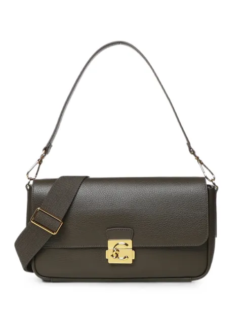 Coccinelle logo-clasp leather shoulder bag Green E1U4K120101