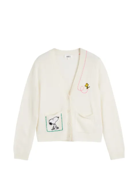 Chinti & Parker Snoopy-embroidered patch-pocket cardigan Neutrals KAW2634CREAM