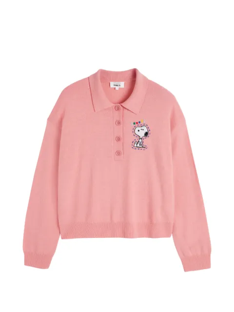 Chinti & Parker Snoopy-embroidered polo shirt Pink KAW2635SALMON