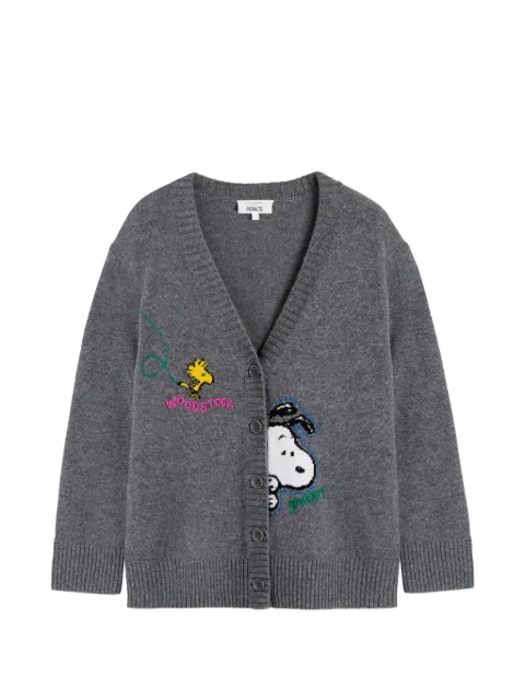 Chinti & Parker Snoopy-embroidered cardigan Grey KAW2624GREY