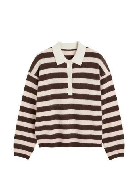 Chinti & Parker striped merino-wool sweater Brown KAW2611PINKCHOCOLATE