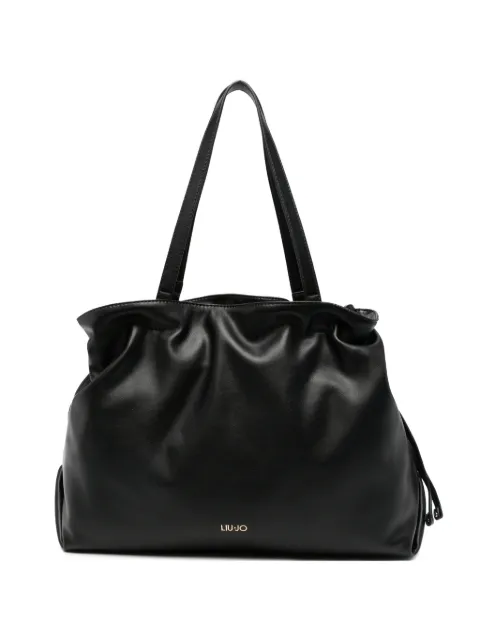 LIU JO logo-plaque gathered tote bag Black AF6098E1065