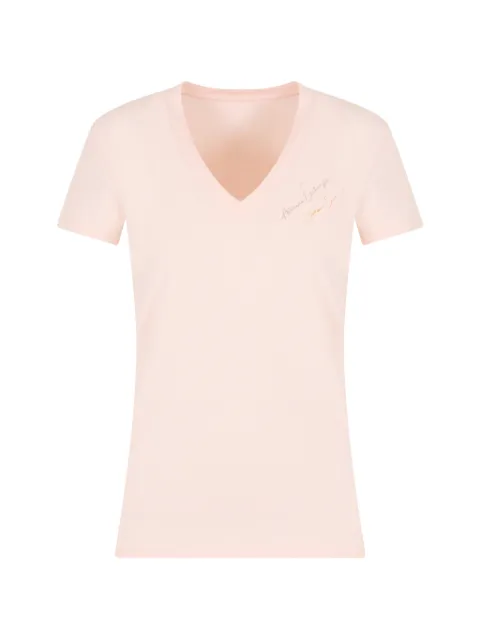 Armani Exchange logo-embroidered V-neck T-shirt Pink XW000600AF1