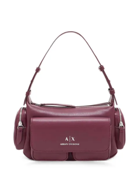Armani Exchange multi-pocket zip-detail shoulder bag Purple XW000405AF12589