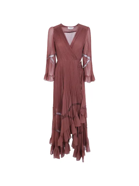 TWINSET pleated ruffled midi dress Brown 262TP2690