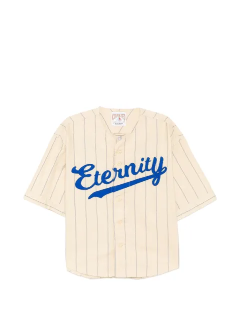 Le Mont Saint Michel pinstripe-print baseball shirt Neutrals SMMK80000039SS26