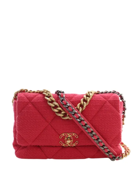 CHANEL Pre-Owned 2020 Large Tweed 19 Flap satchel Pink X3XD40GRSRQEU8MA