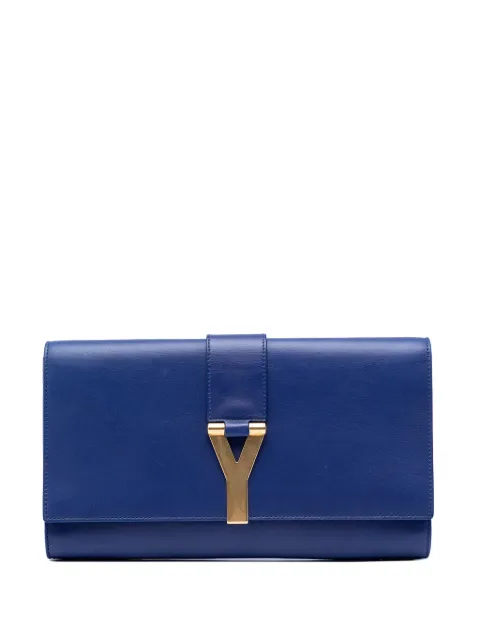 Saint Laurent Pre-Owned 2018 Leather Chyc Ligne clutch bag Blue UQV0H91CUOV96OB9