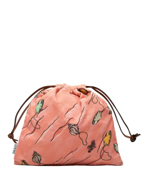 Loewe Pre-Owned 2021 Paulas Ibiza Canvas Seashell Print Drawstring pouch Pink P9MBN7WWGW93PAH5