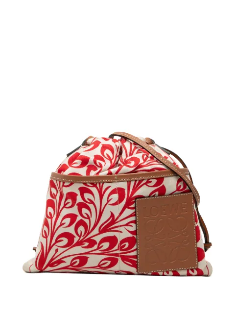 Loewe Pre-Owned 2020 William de Morgan Small Anagram Canvas Drawstring crossbody bag White 4ULDT83XJ6P3EFLE