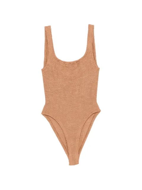 Hunza G square-neck crinkle-effect swimsuit Neutrals SQUARENECKCRINKLE