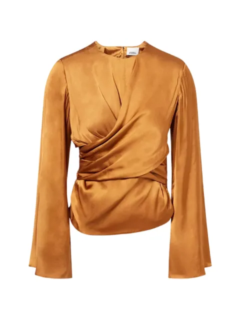 ISABEL MARANT draped long-sleeve blouse Brown HT0894FAD3J13I