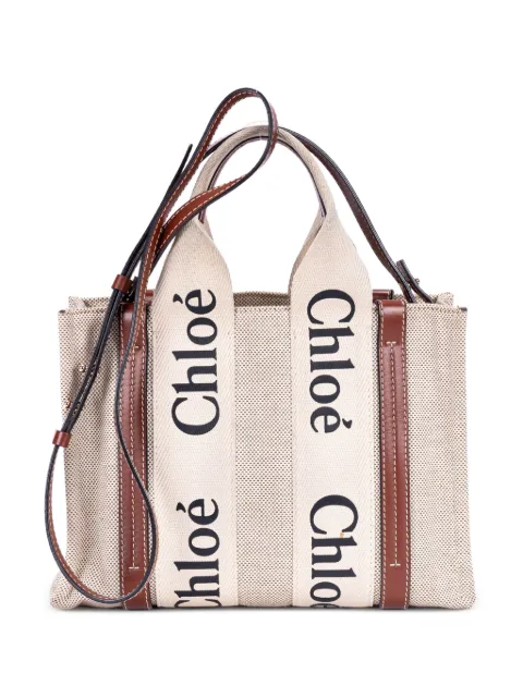 Chloé Pre-Owned Woody logo-strap tote bag Neutrals 01227565