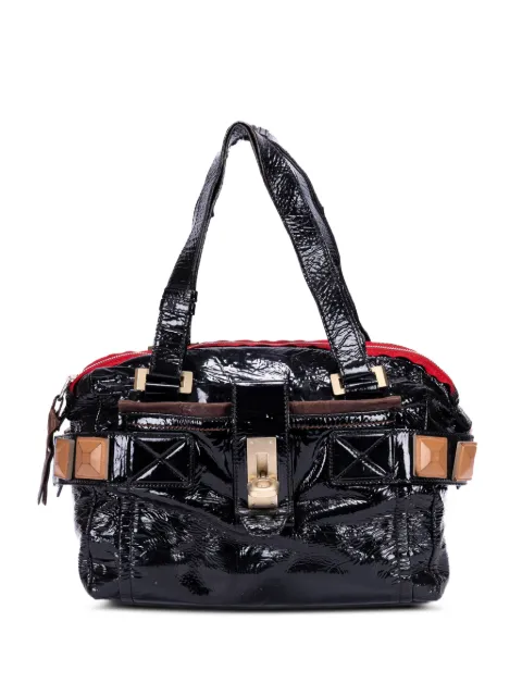 Chloé Pre-Owned stud-embellished turn-lock tote bag Black 040756