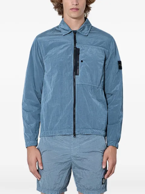 Stone Island logo-patch zip-up jacket Blue L2S151200041S0019