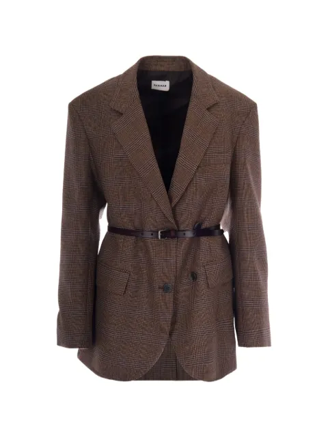 P.A.R.O.S.H. belted checked-pattern blazer Brown D420475808