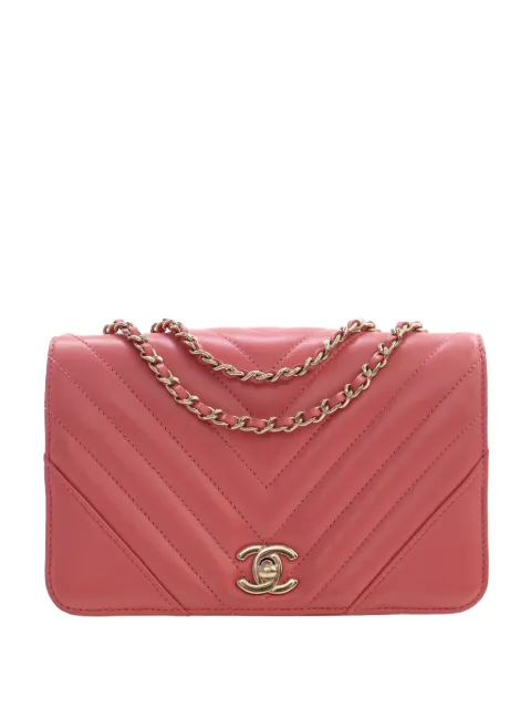CHANEL Pre-Owned 2019 Mini Chevron Calfskin Statement Flap crossbody bag Pink KHV1I8O62YHOUG91