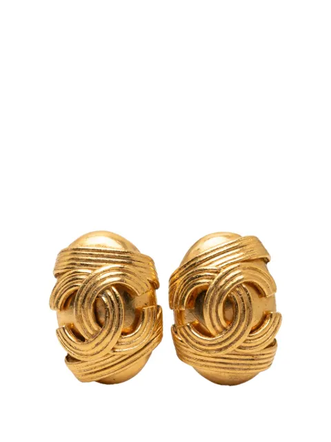 CHANEL Pre-Owned 1994 CC Gold Plated Oval Clip On Earrings costume earrings Gold XG02101C7585PZ6N