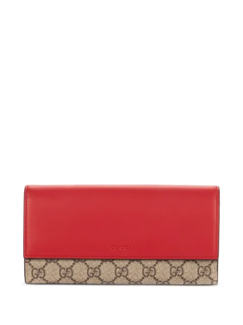 Gucci Pre-Owned GG Supreme French Flap long wallet Red 4101052149