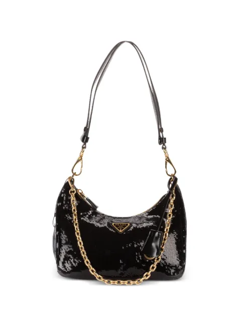 Prada Pre-Owned Re-Nylon sequin-embellished shoulder bag Black 103