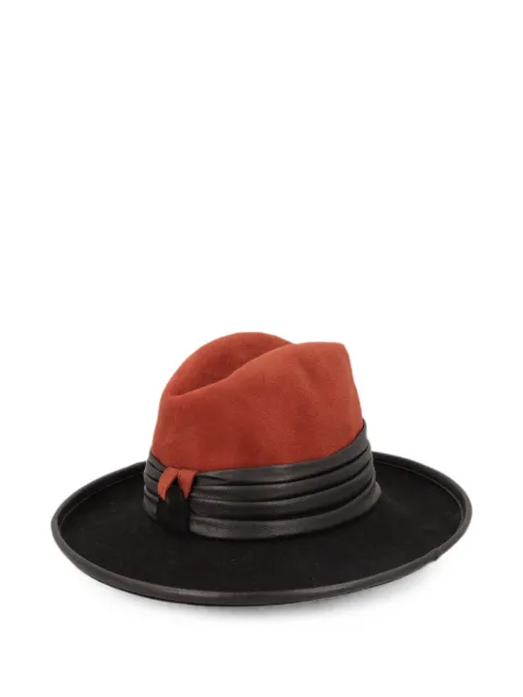 Vintage leather-trim fedora hat Black W27526148
