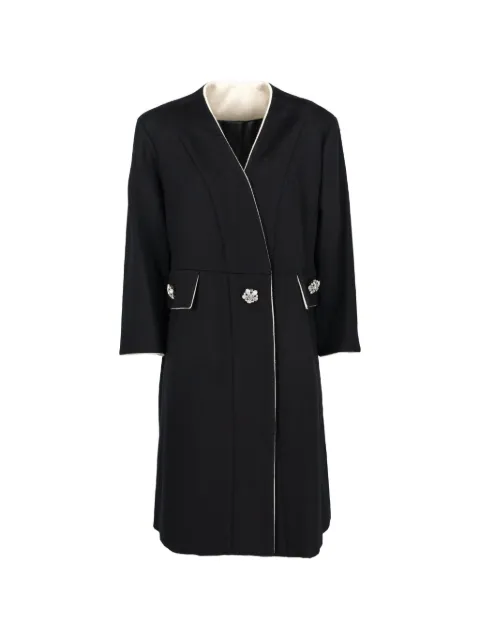 Vintage embellished contrast-trim coat Black CVM262264