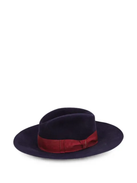 Borsalino Vintage bow-detail felt hat Blue W27526151