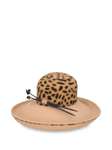MARZI leopard-print wide-brim hat Neutrals W27526140