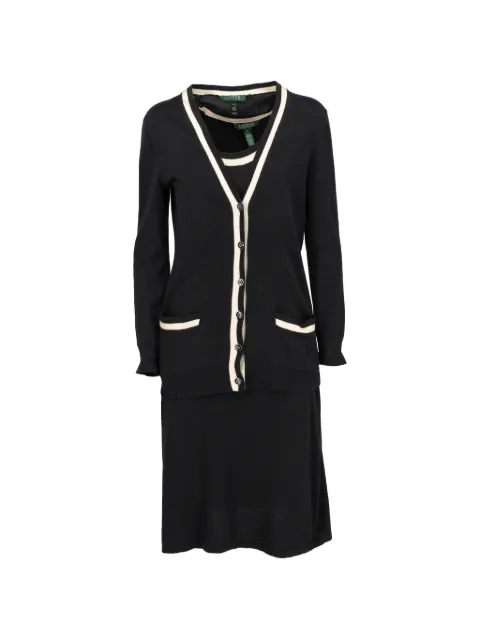 Polo Ralph Lauren Vintage contrast-trim cardigan dress (set of two) Black MR27032631