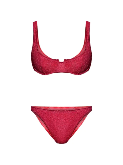 Oséree metallic-effect bikini Red LAF257