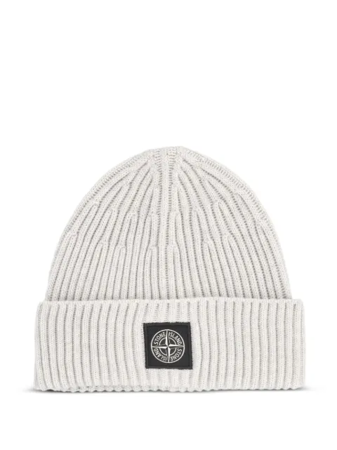 Stone Island logo-patch beanie hat Grey L2S15N100002S00C3