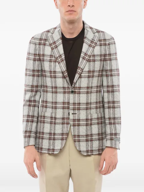 Corneliani checked-pattern single-breasted blazer Grey 84XZ239836003035