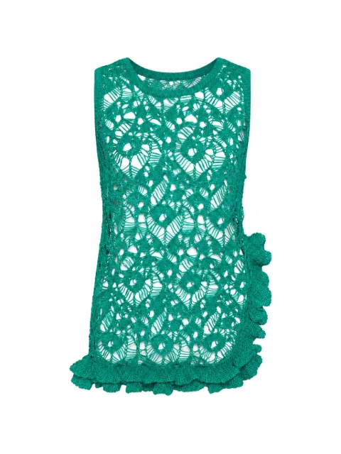 Muller Of Yoshiokubo frill-trimmed floral-lace top Green MLS25805