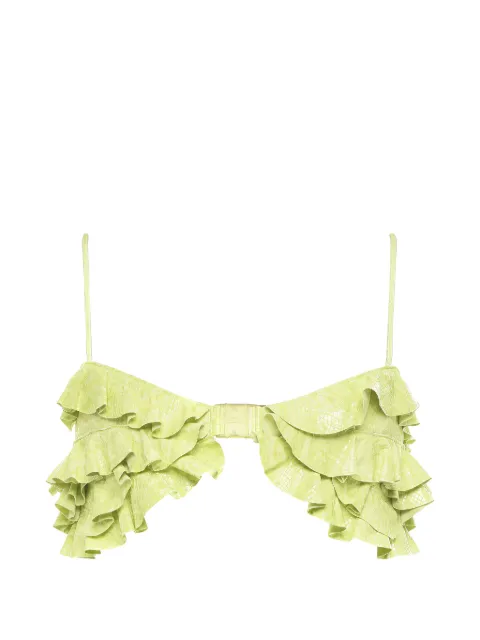 DSQUARED2 snake-effect ruffled top Green S72NC1026SY1626