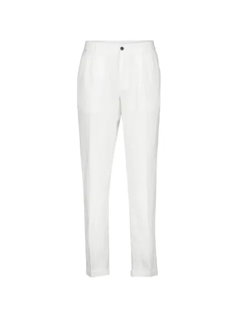04651 Handelsgesellschaft MBH & Co. KG pleated linen trousers White 2PA2601B11